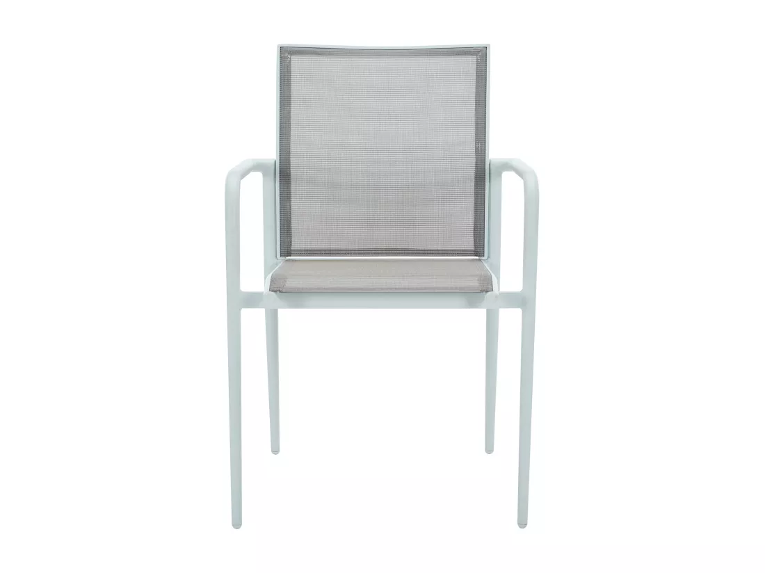 Lot de 2 fauteuils de jardin empilables en aluminium et textilène - Gris clair et blanc - YOHA de MYLIA