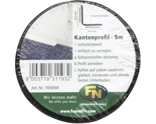 Plint KU007 zwart 18,5 x 18,5 x 5000 mm