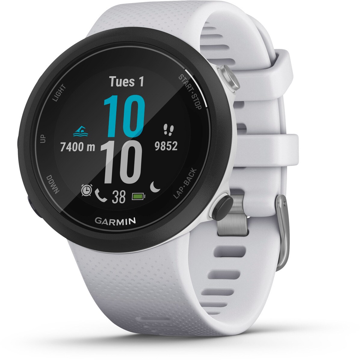 Garmin Swim2 mit Silikon-Armband 20mm Steinweiss/Schwarz