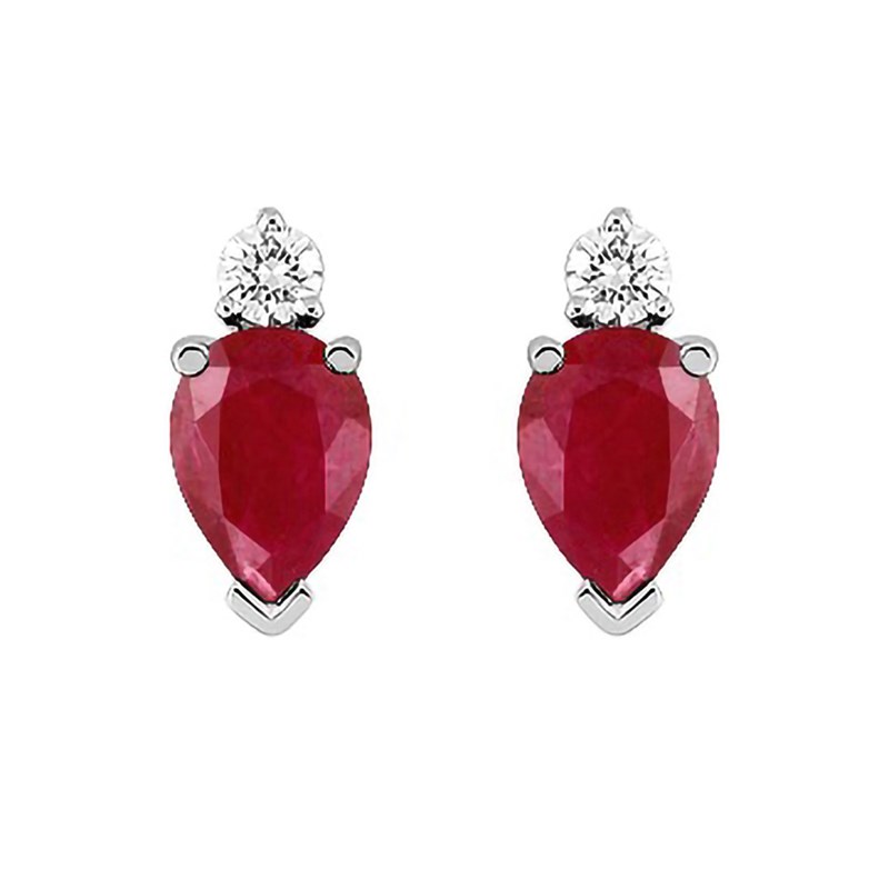 Boucles d'oreilles Femme - Or 18 Carats - Diamant et Rubis