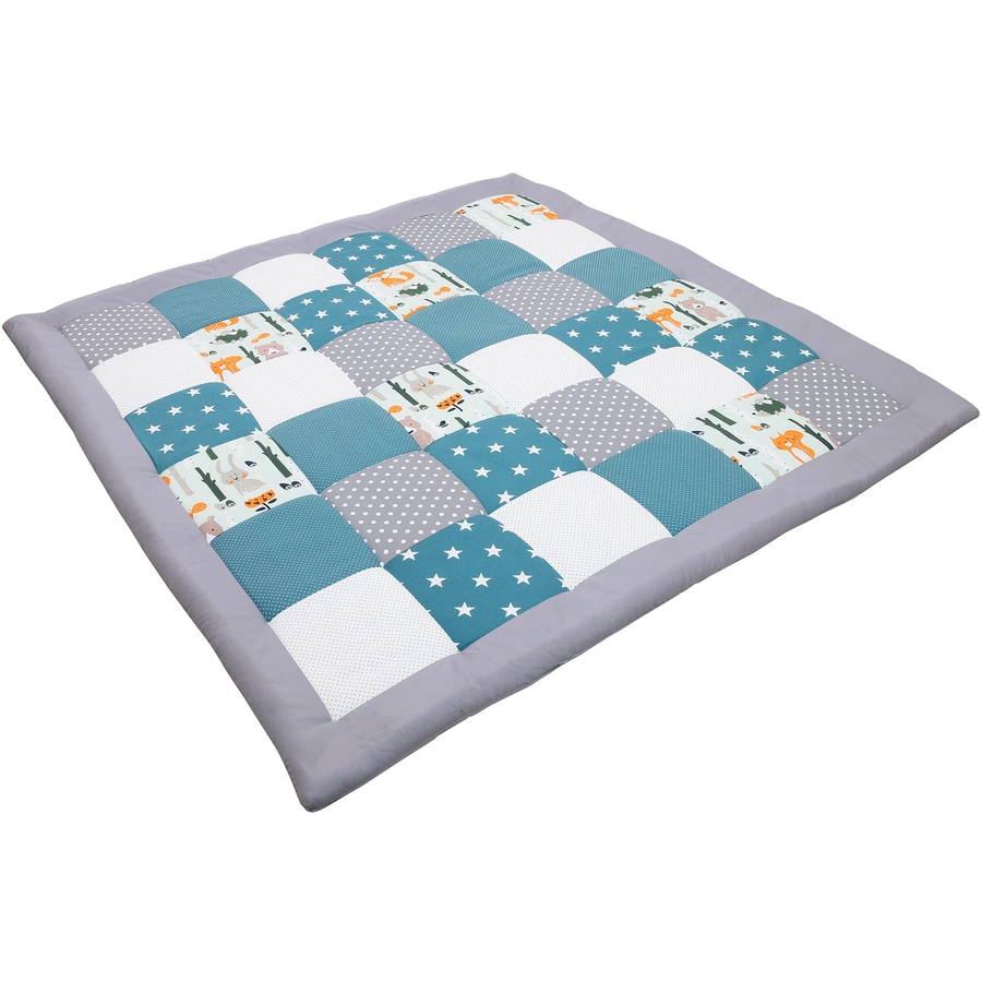 Ullenboom Krabbeldecke & Laufgittereinlage 140X140 cm Waldtiere Petrol