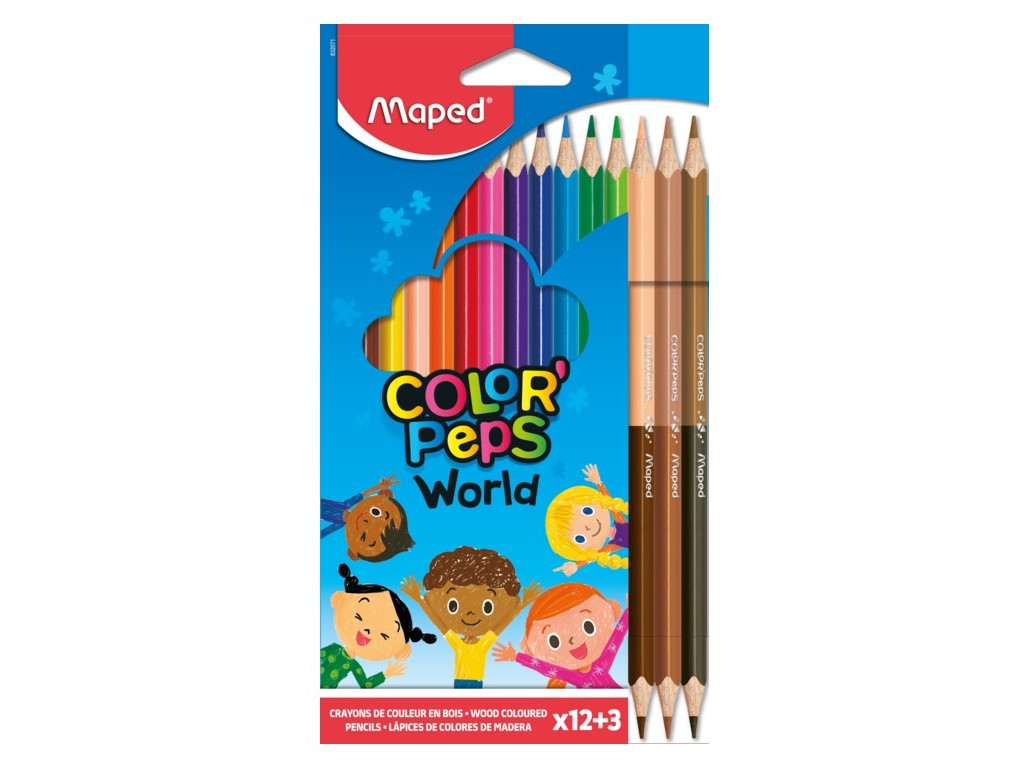 LÁPIS DE COR MAPED PEPS WORLD 12 3 UNIDADES
