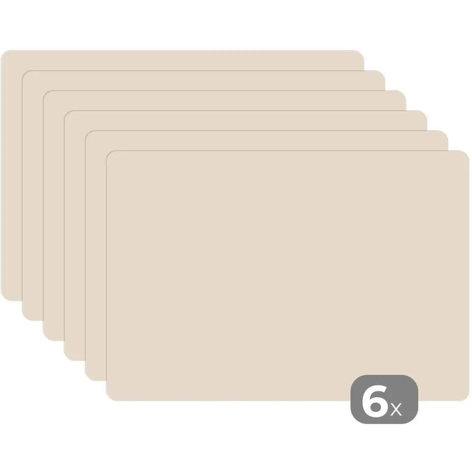 MuchoWow Placemat (6stuks) 45x30cm Beige Effen kleur