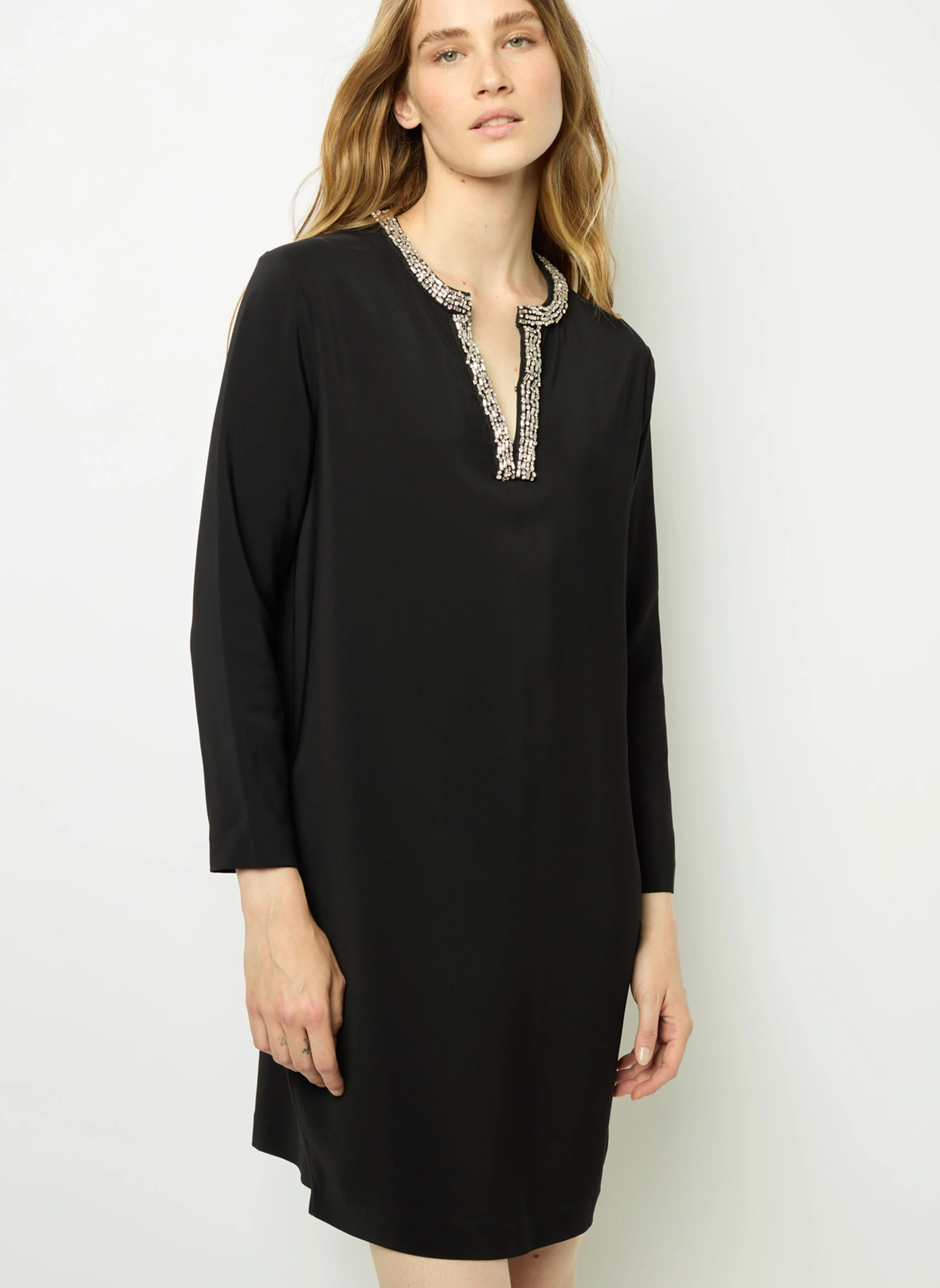 STERNA - Robe col tunisien | Noir