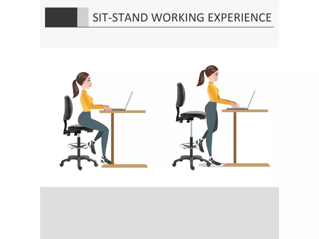 Tabouret à roulettes réglable en hauteur 69-91 cm avec dossier inclinable et repose-pieds réglable