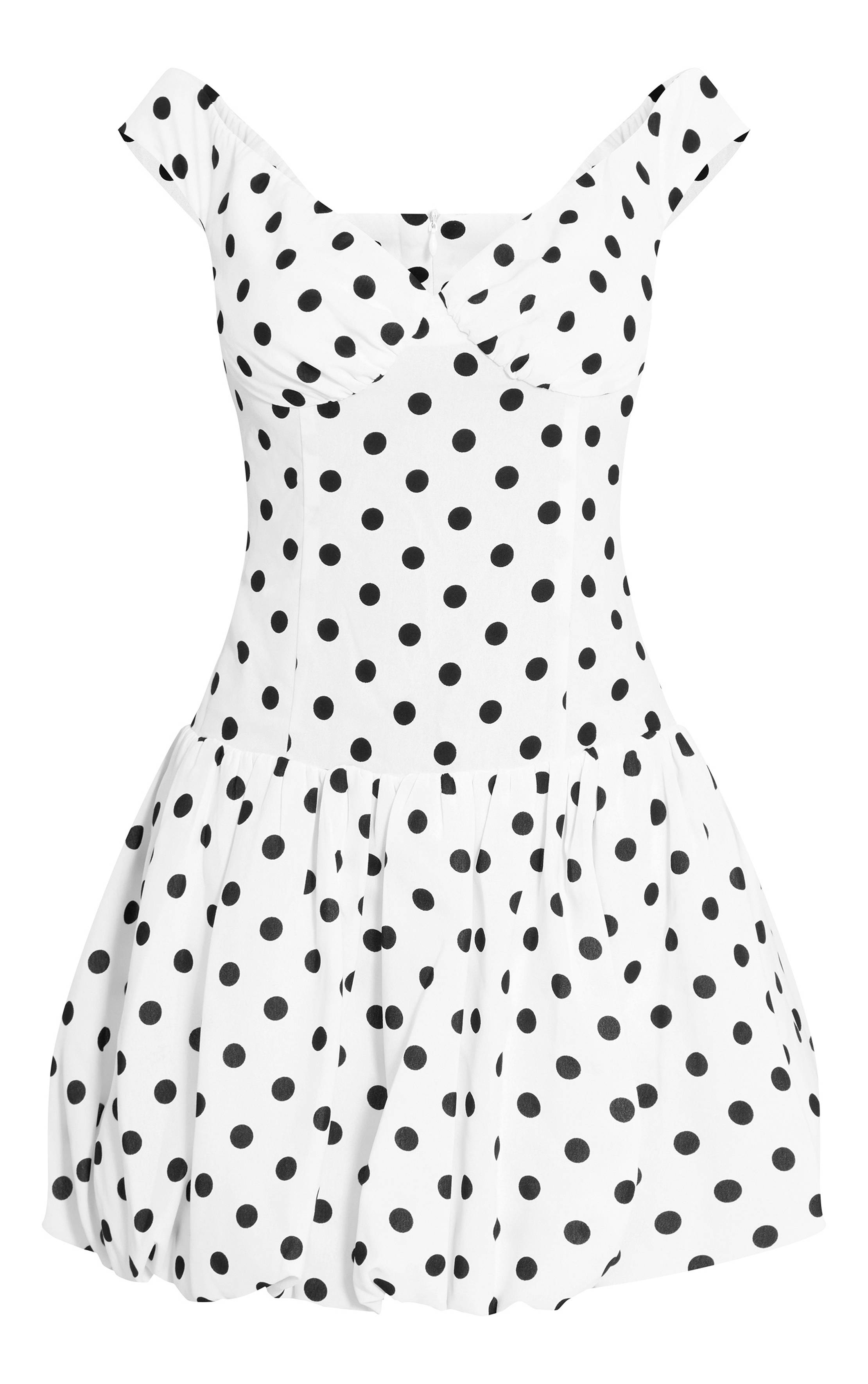 Blanc Robe Droite Bouffante À Pois Petite Taille