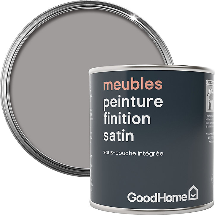 Peinture de rénovation meubles GoodHome gris Long Island satin 125ml