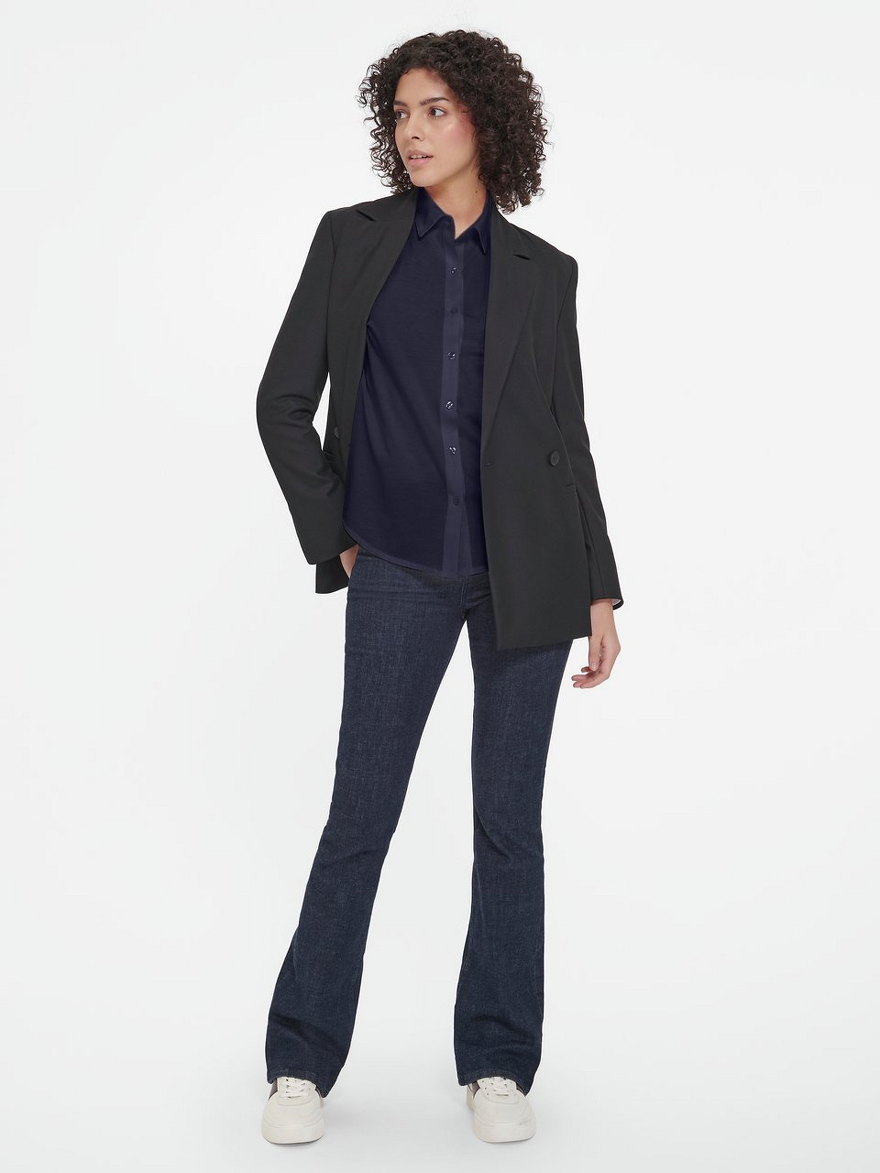 Jersey-Bluse mit Hemdkragen