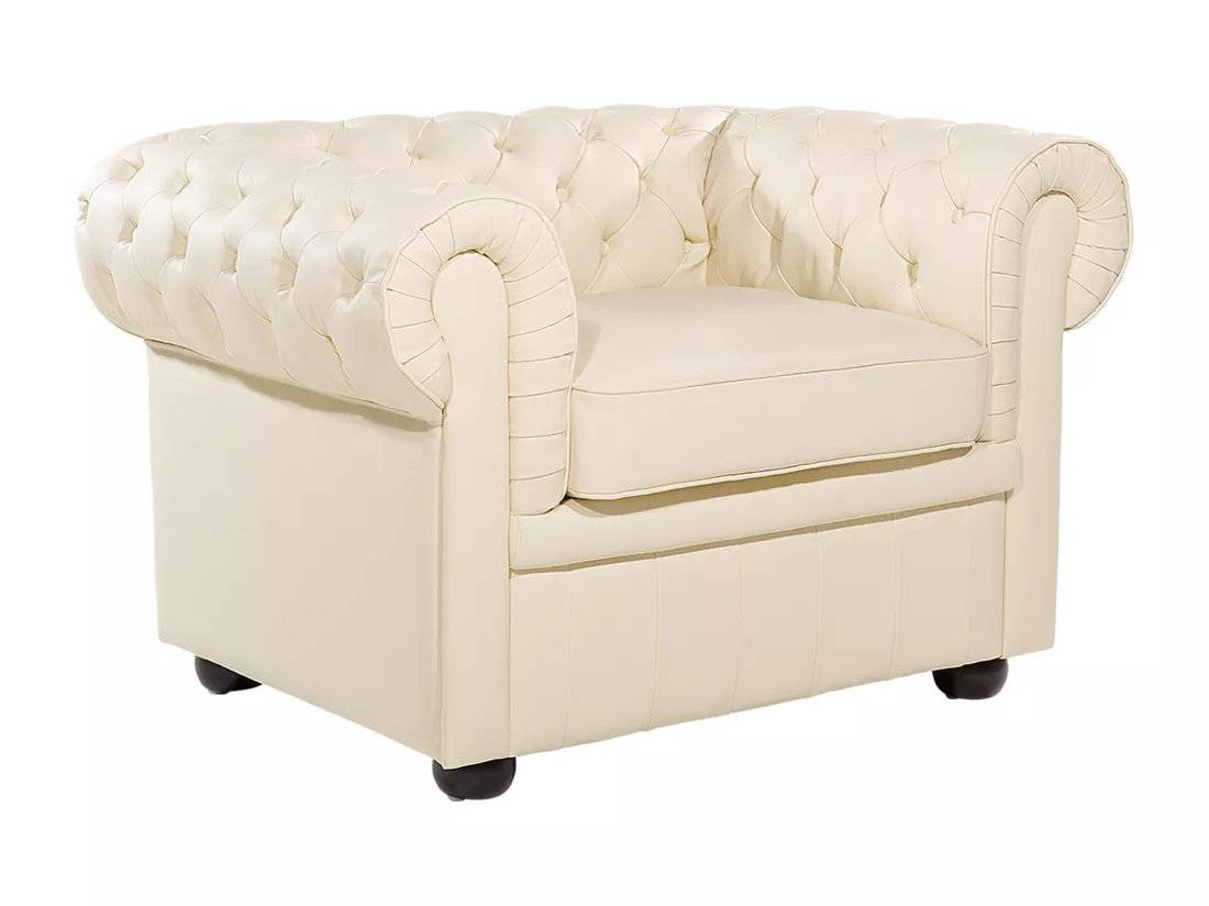 Fauteuil CHESTERFIELD Cuir Beige