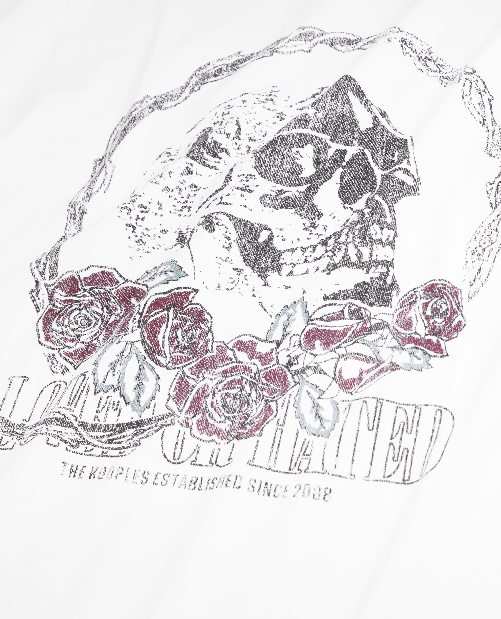 T-shirt blanc avec sérigraphie Vintage skull