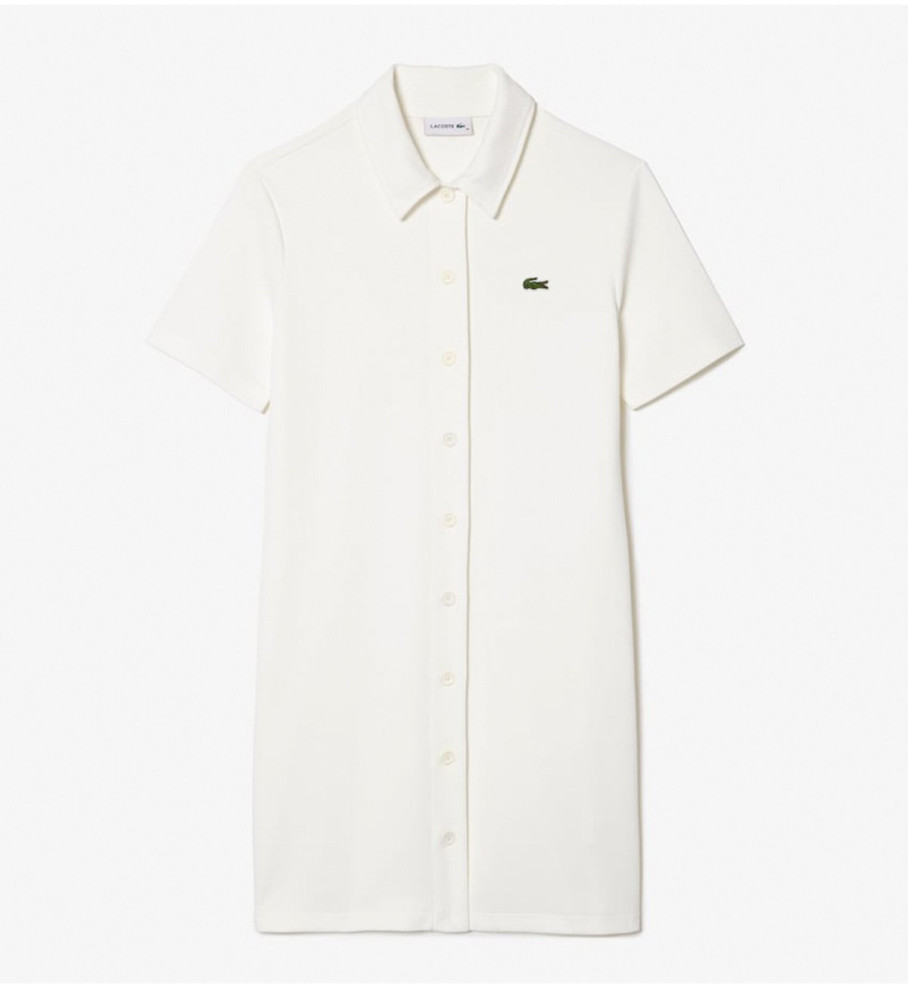 Vestido polo branco com botões da Lacoste