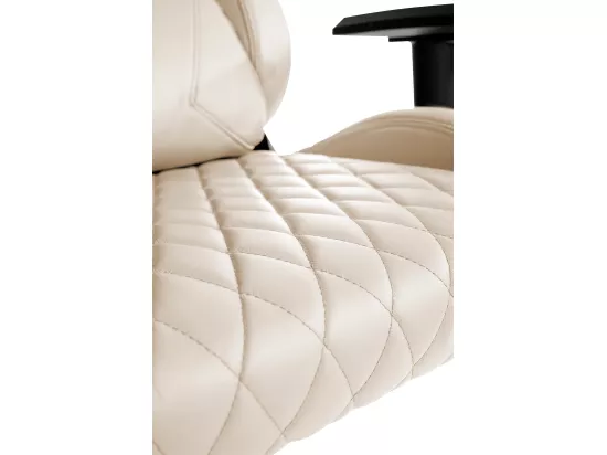 Chaise de bureau - Véritable cuir & Métal - Crème - Keren