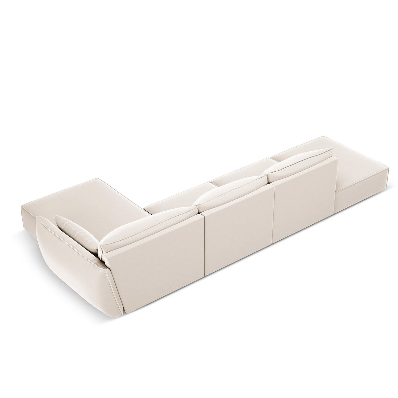 Mazzini Sofas Canapé d'angle droit Velours Vanda 5 Places beige clair - 386x166x85 cm