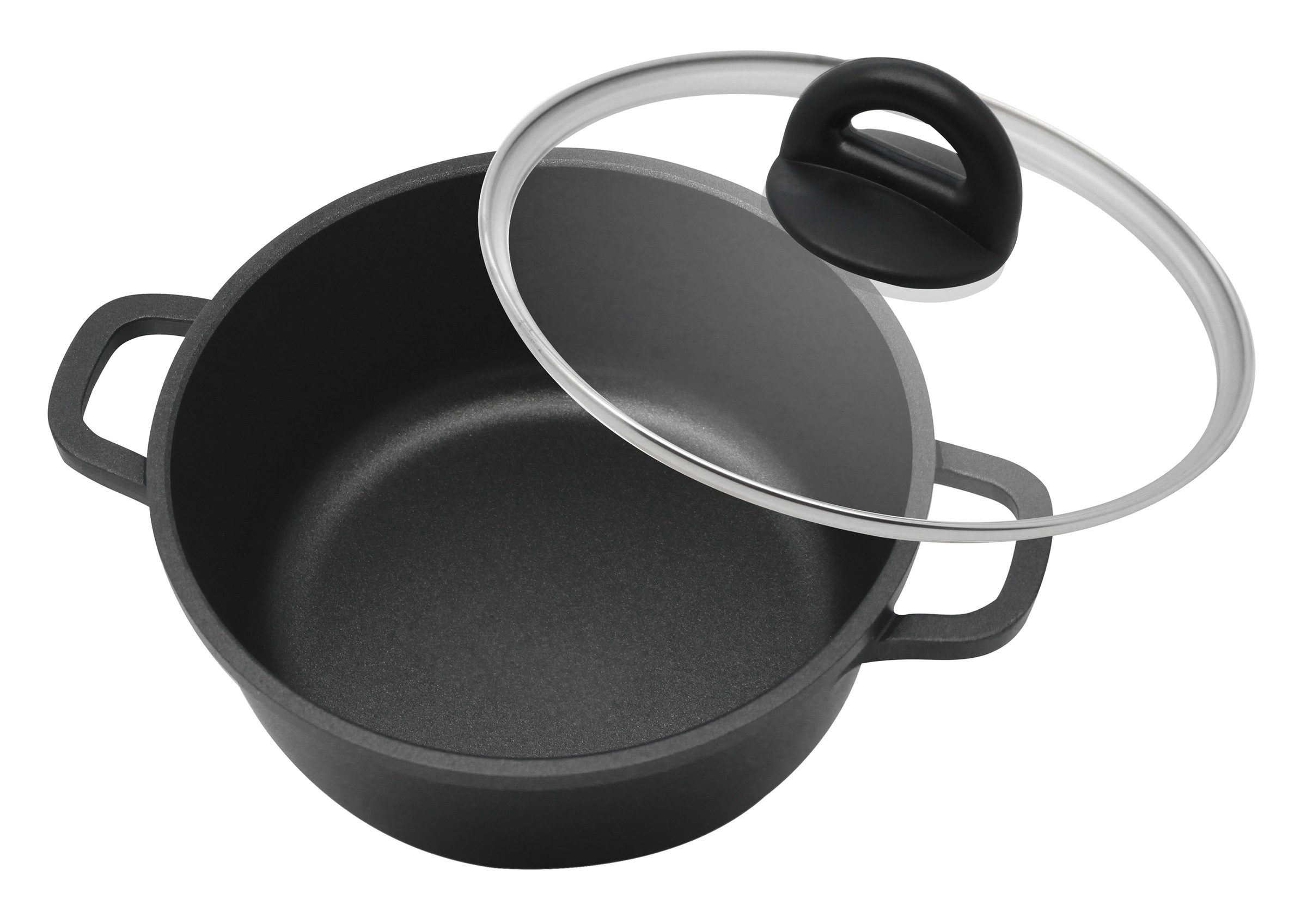 Elo Topf-Set »Black, Ducato« Set, 3 Töpfe mit Deckel, 1 Stielkasserolle, 2 Bratpfannen, 2 Stapelschutz, 11 Stk. tlg. Aluminiumguss