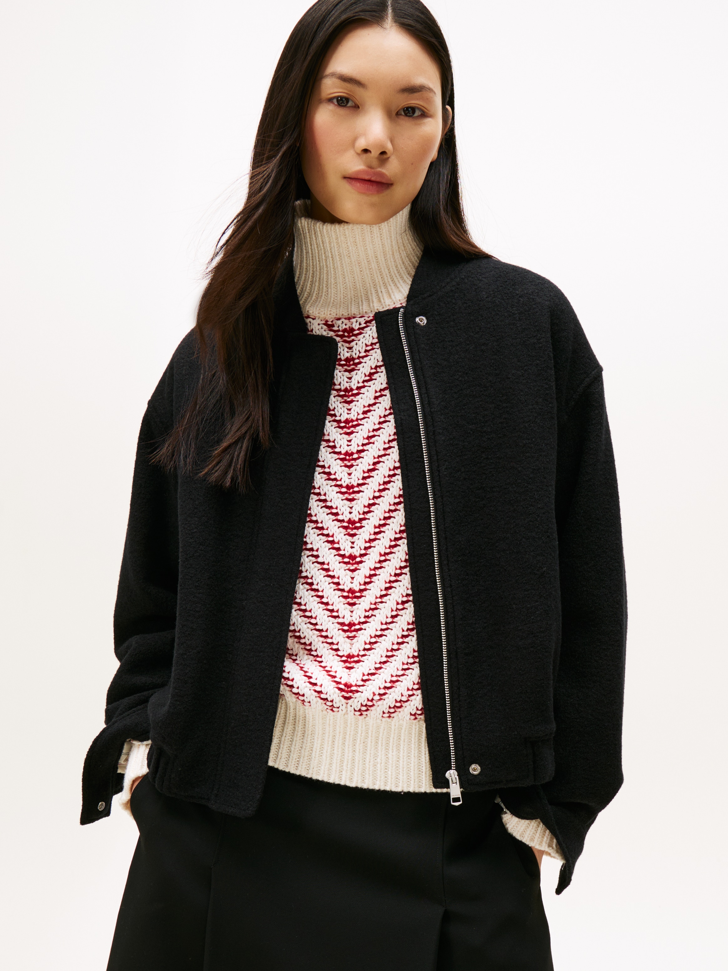 Tommy Hilfiger Bomberjacke »WOOL TEXTURE REG BOMBER« mit Wolle