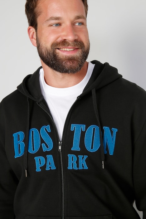 Boston Park Hoodiejacke, Schriftzug, Kapuze, bis 72/74