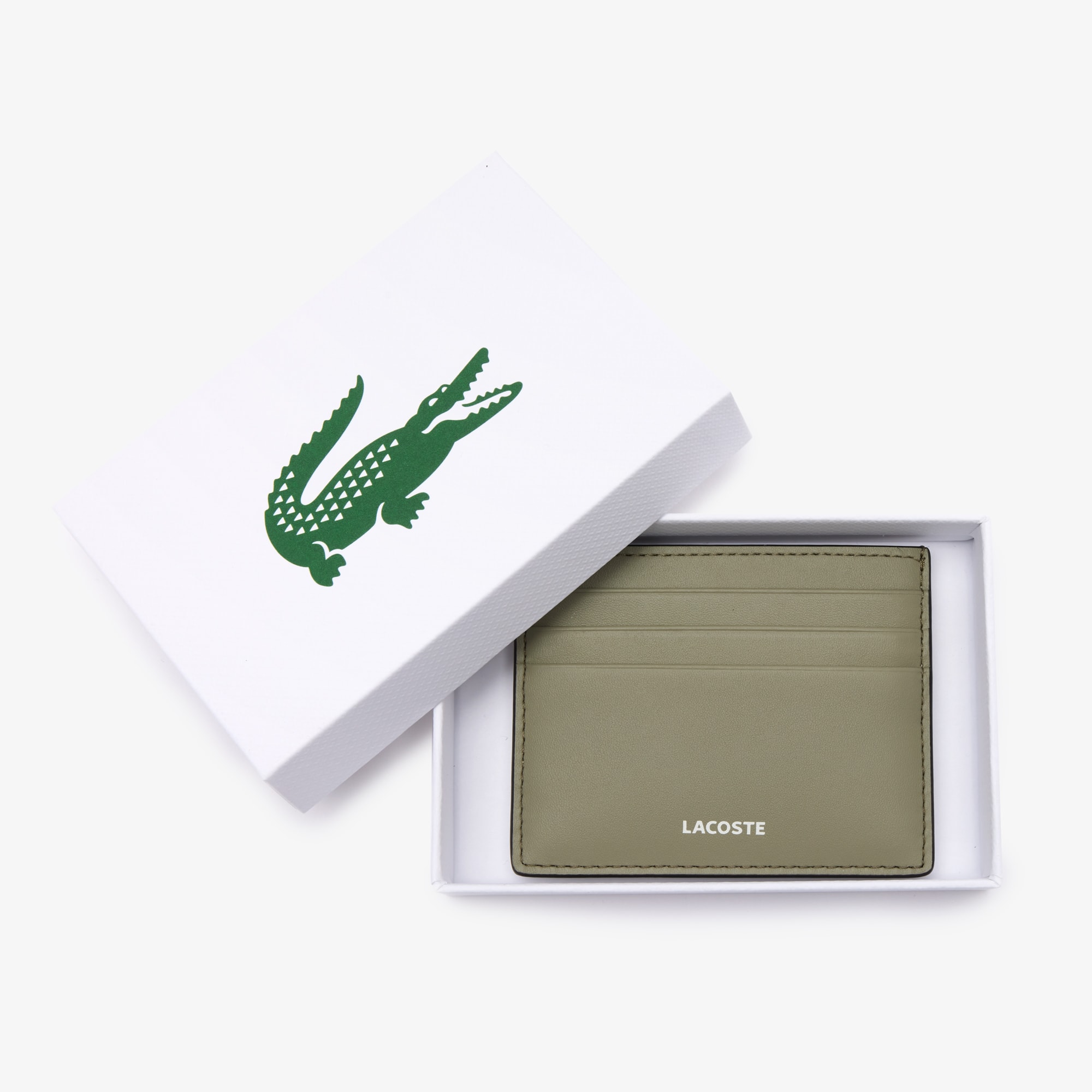 Porte-cartes avec marquage contrasté en cuir Portefeuilles - Gris - Lacoste - Homme