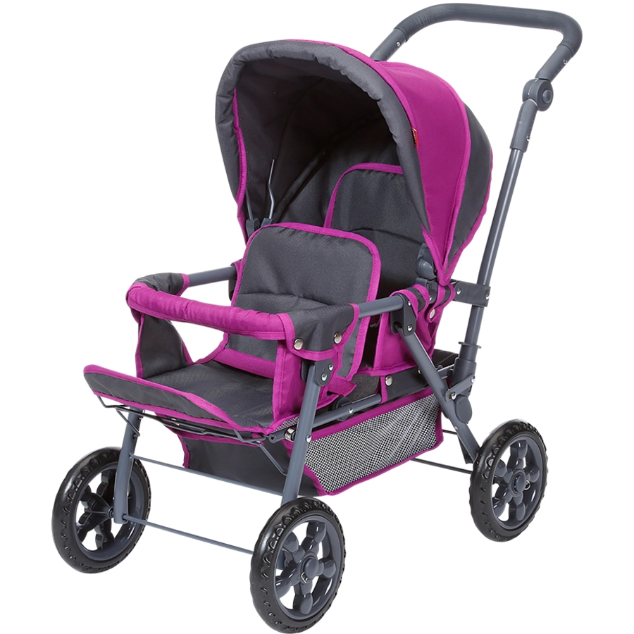 knorr toys® Zwillingspuppenwagen BigTwin - tec purple grau