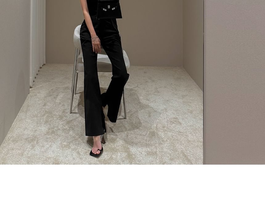 Moon City - Halter coltrui effen asymmetrische slim fit top