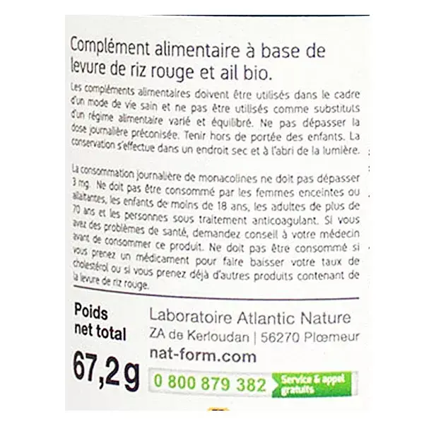 Nat & Form Arroz Vermelho Fermentado Orgânico com Alho - 200 Cápsulas Vegetais