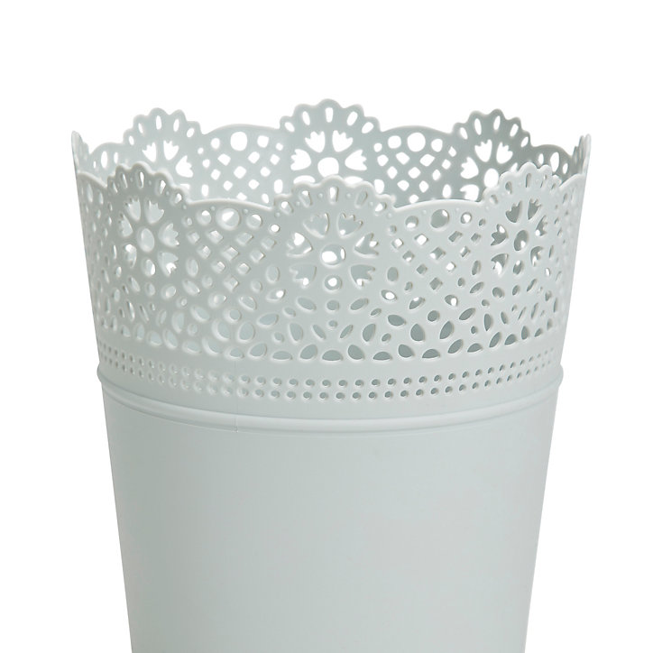 Pot rond dentelle plastique vert d'eau ø12 cm