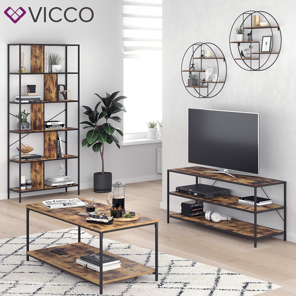 VICCO Loft Wandregal FYRK Gewürzregal Industrial Küchenregal rund Bücherregal