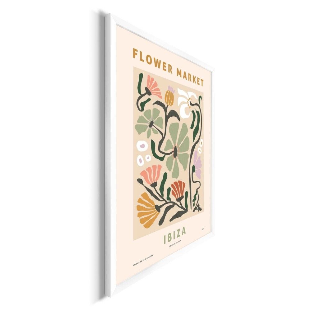BILDE REINDERS IBIZA FLOWERS MODERN FRAME 50X70CM HVIT