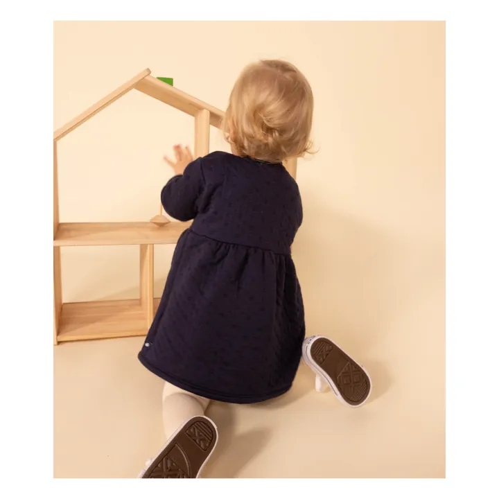 Petit Bateau Robe en Tubique Matelassé Unie | Bleu marine