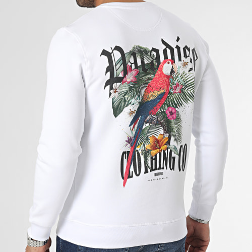 Sweat Crewneck Paradise Parrot Blanc