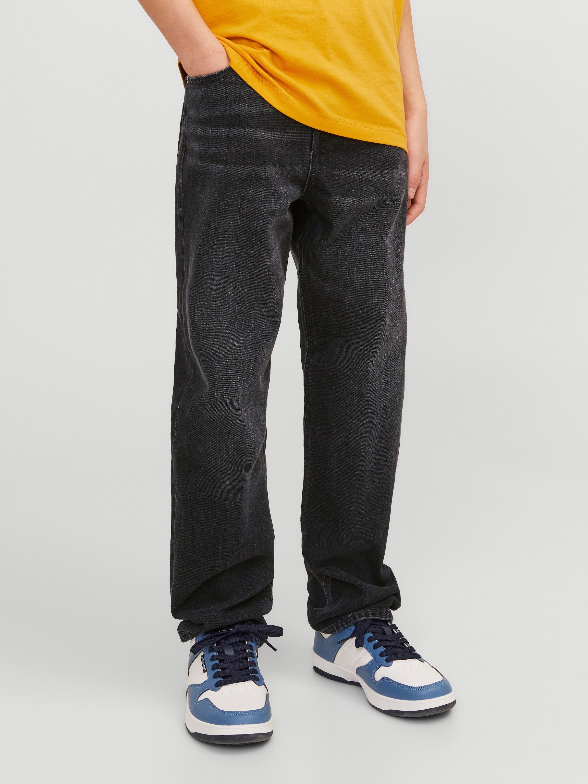Jack & Jones Junior Relax-fit-Jeans »JJICHRIS bequem, pflegeleicht, mit Taschen« Abriebeffekte, modisch, loose fit, Denim