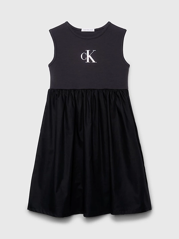 Vestido sem mangas em tecido misto.