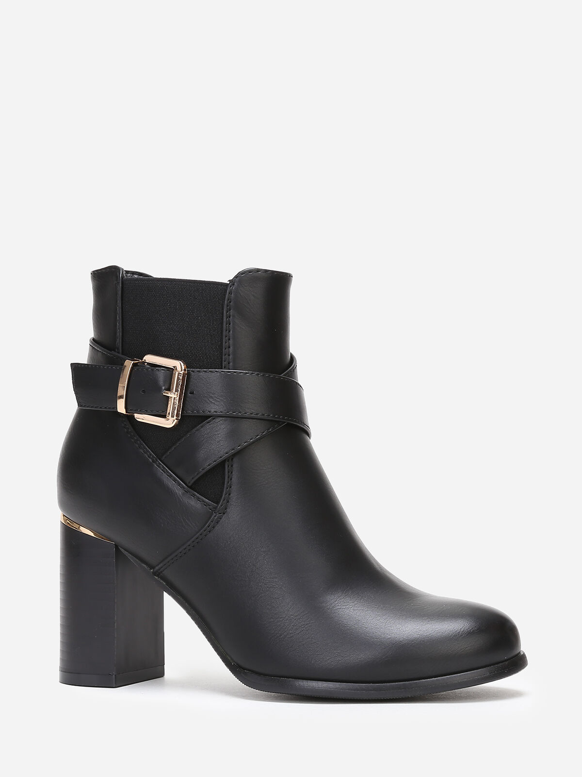 Bottines à bride croisée et boucle- Noir