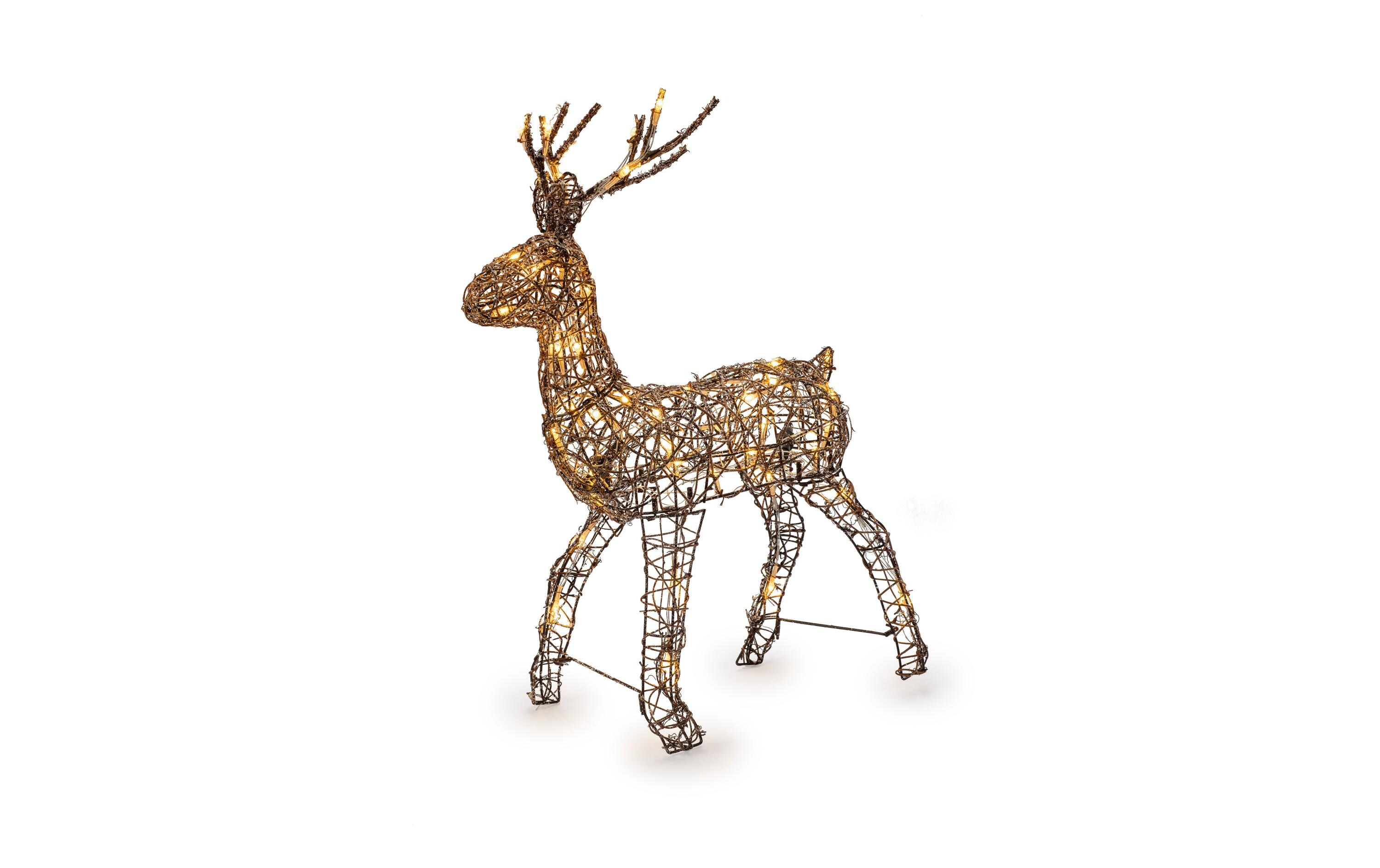 LED-Figur Rentier aus Rattan, 70 cm, BraunLED Rentier