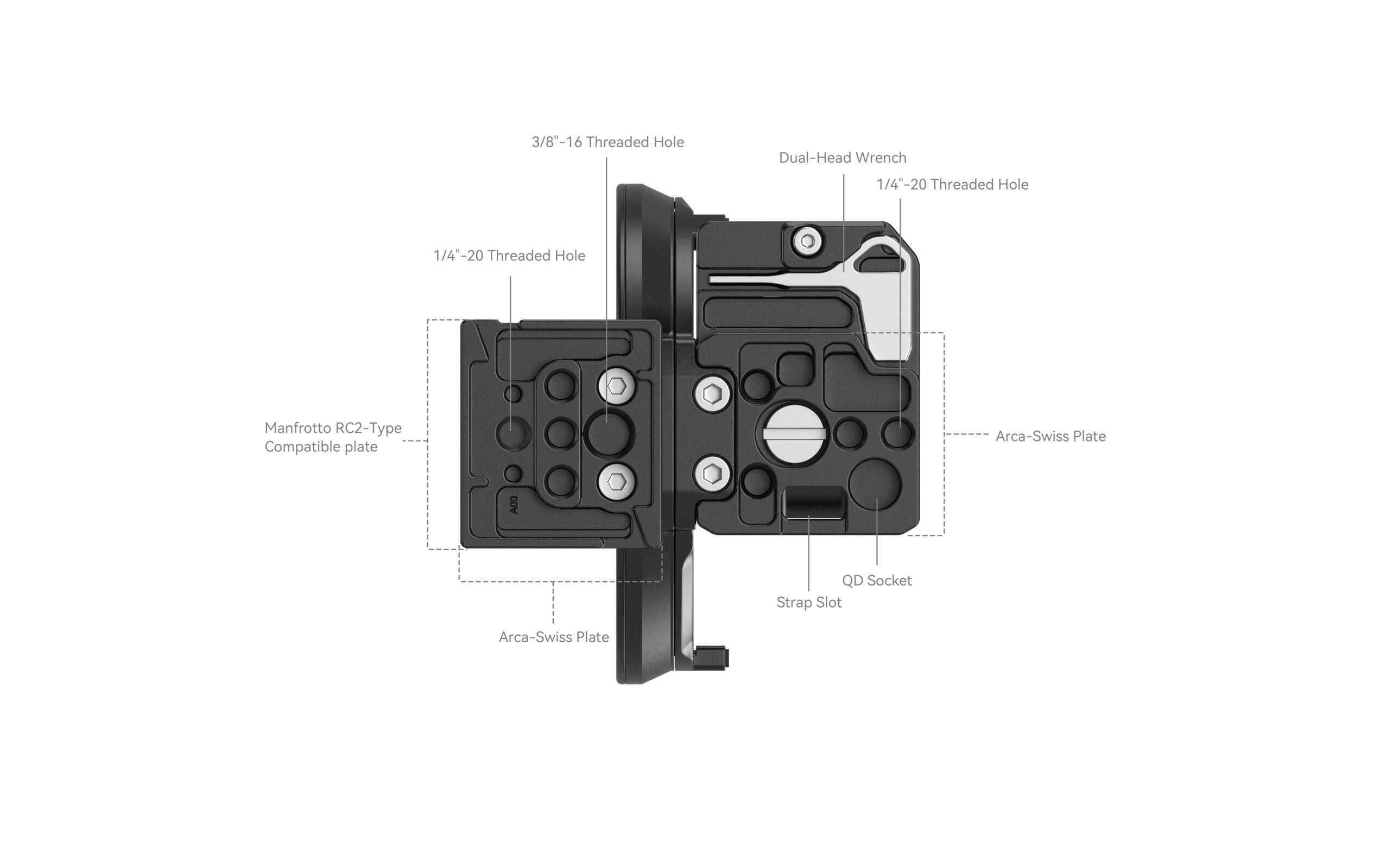 Montageplatte Canon EOS R Series Kit DrehbarDrehbare Montageplatte für schnellen Wechsel zwischen horizontalem und vertikalem Modus