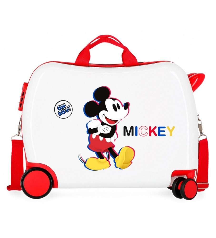 Mala infantil Disney Mickey 3D com 2 rodas multidirecionais, branca