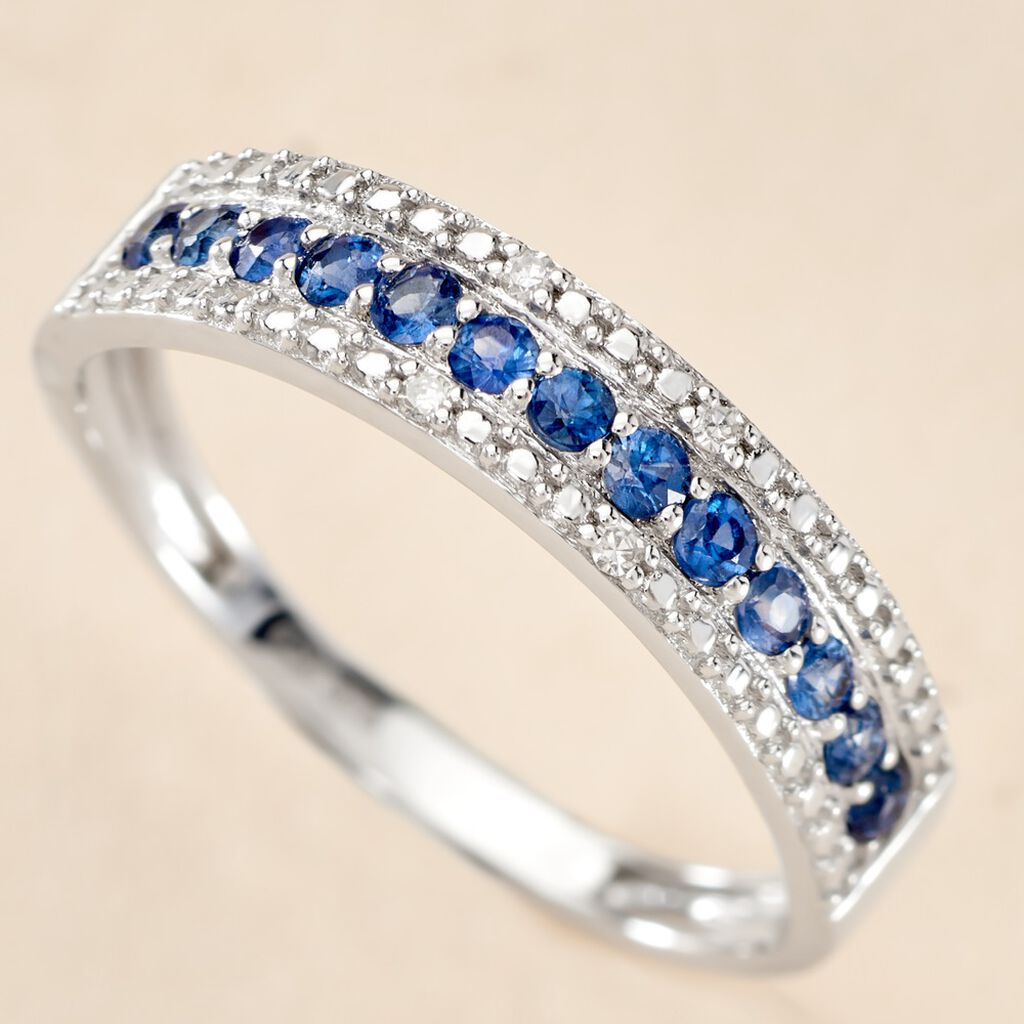 Bague Amias Or Blanc Saphir Diamant