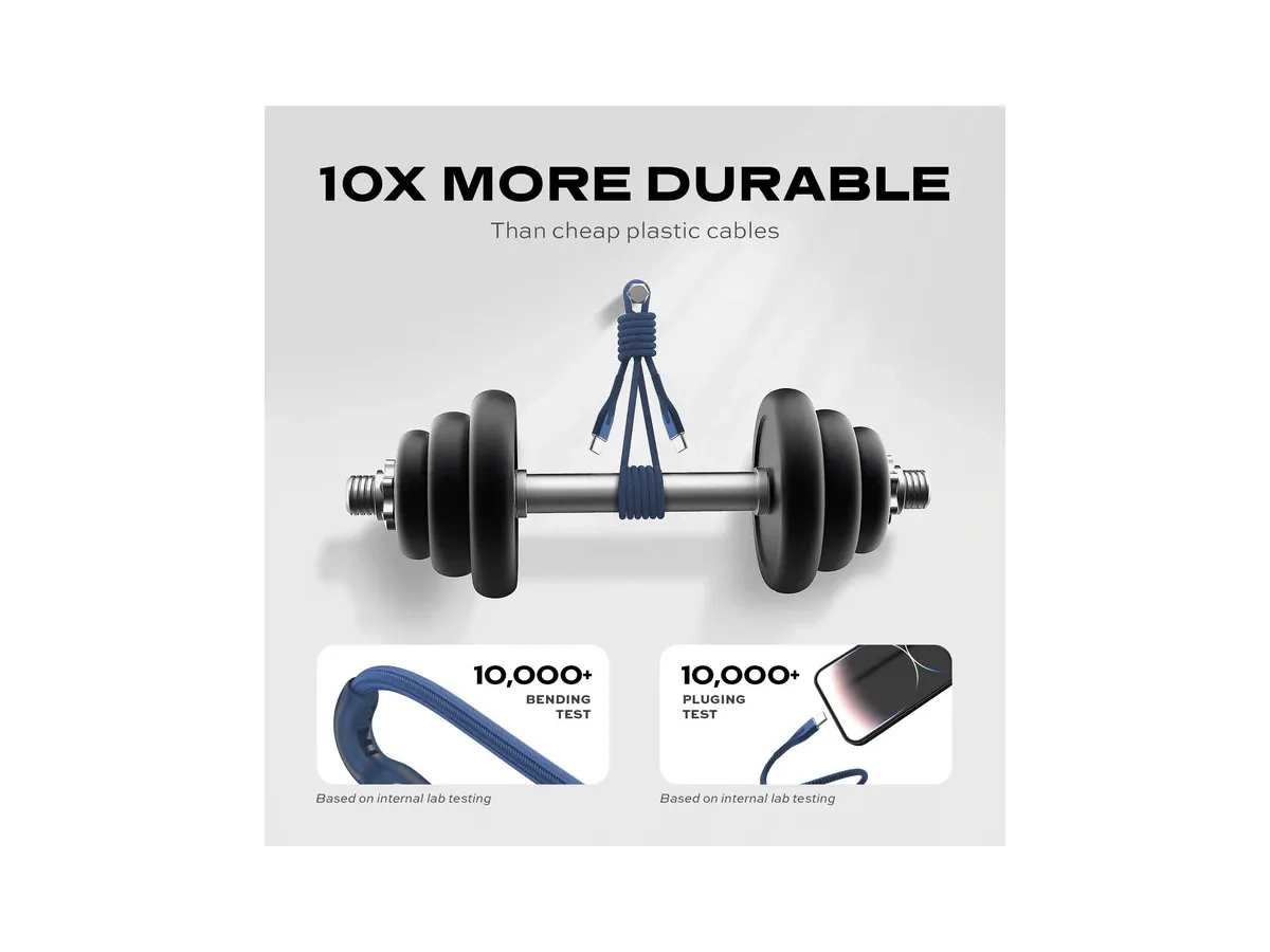(2m) 100W MagStack Pro USB C auf USB C Magnet Nylon Ladekabel Power Delivery Datenkabel (PUP-0550-3FT-CC-NVY) - Navy