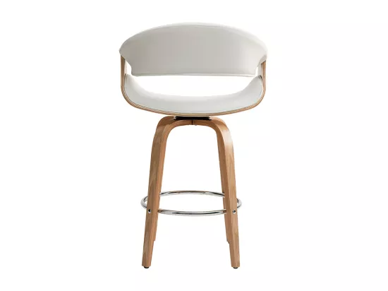 Tabouret de bar design blanc et bois clair 65 cm ARAMIS