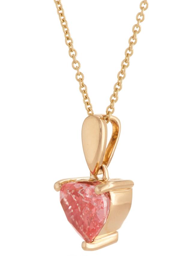 Herzanhänger & Kette, pinker Brillant, Gelbgold 585