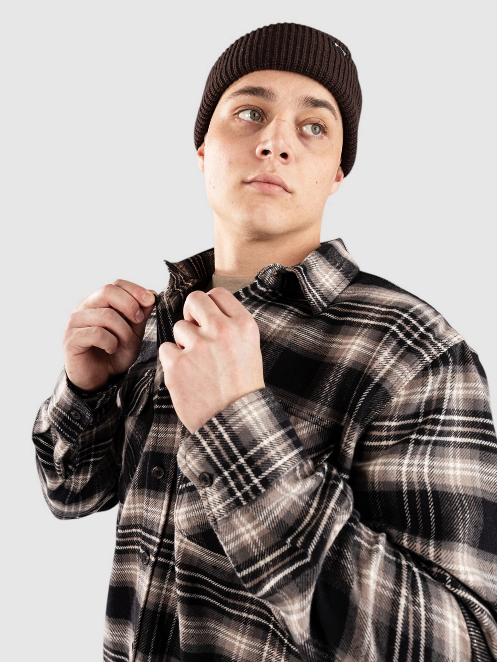 Brixton Bowery Flannel Shirt black/charcoal/beige