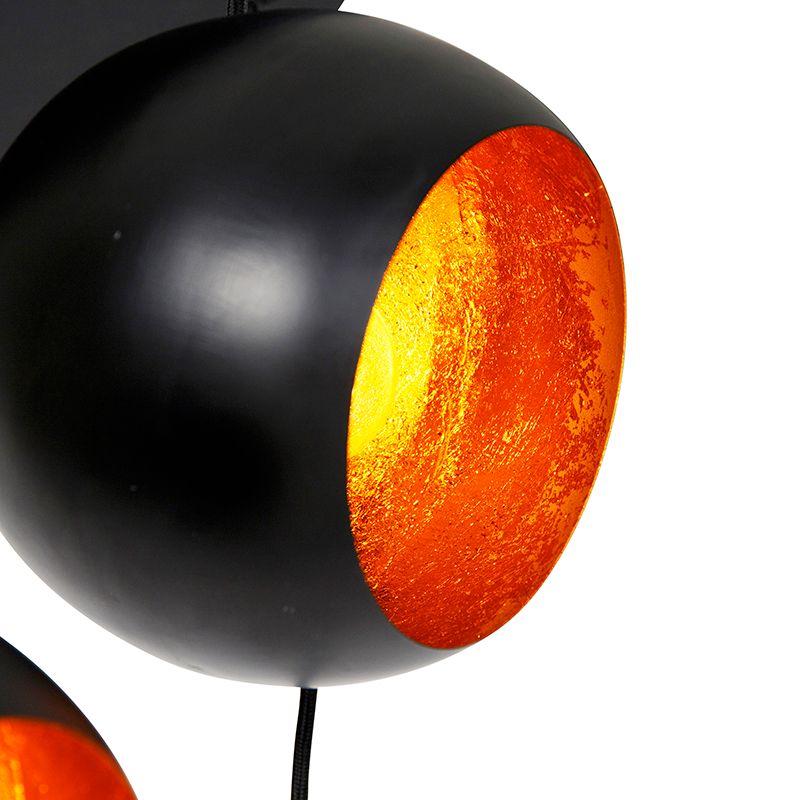 Hanglamp zwart met gouden binnenkant 7-lichts - Crooked Cluster