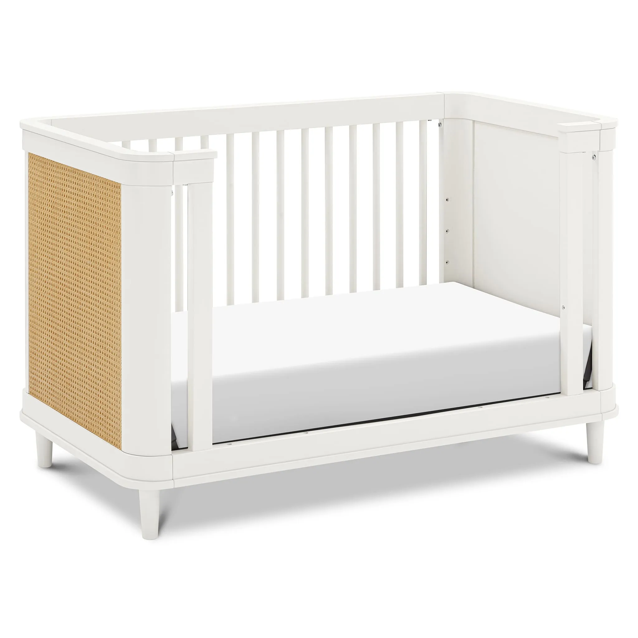 DaVinci Couchette Convertible 3-en-1 Marin - Blanc Chaud et Rotin