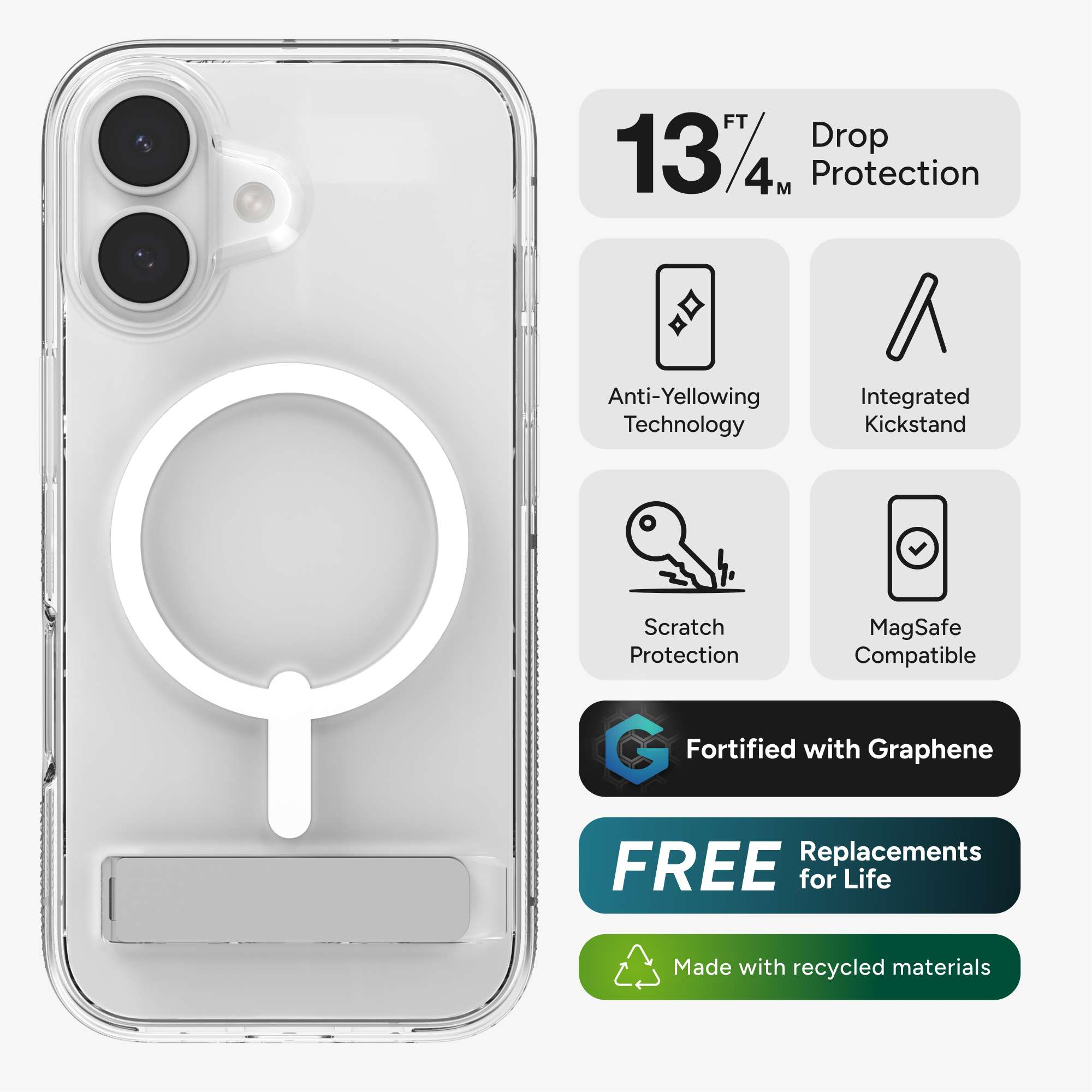 iPhone 17 MagSafe Schutzhülle Crystal Palace Snap mit Aufstellfunktion aus Recycelten Materialien (702318860) - Transparent