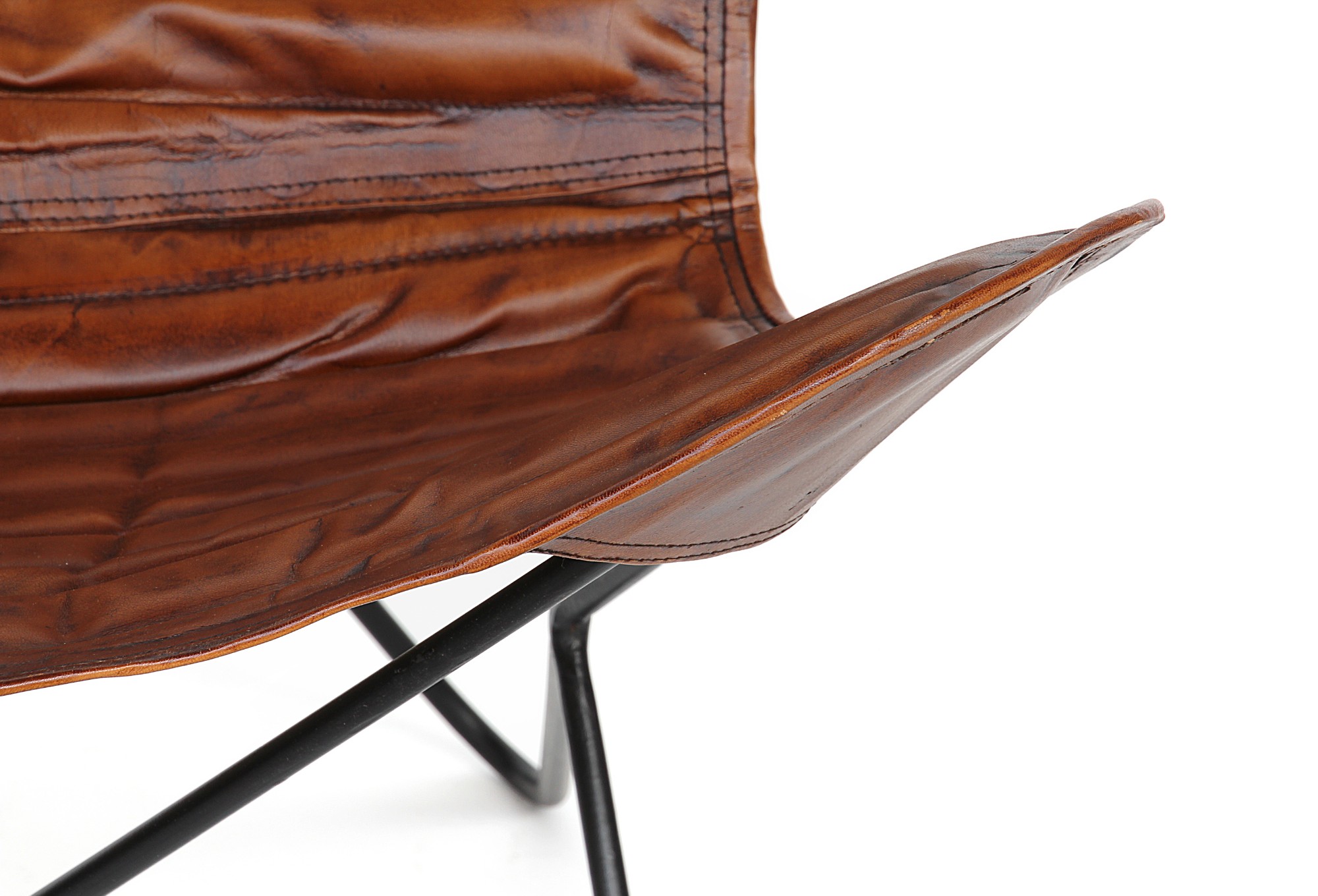 Lounger 'Steve', cognac, vernickelt, T 76 cm, B 76 cm, H 90 cm von fischer's lagerhaus