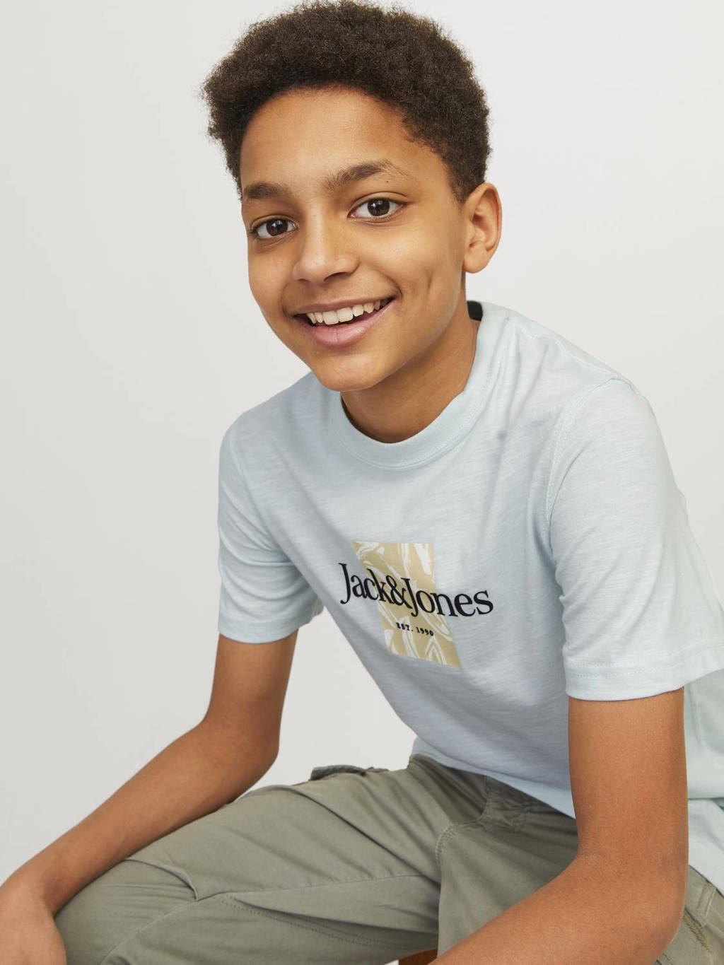 JACK & JONES T-shirt JORLAFAYETTE met logo licht mintgroen