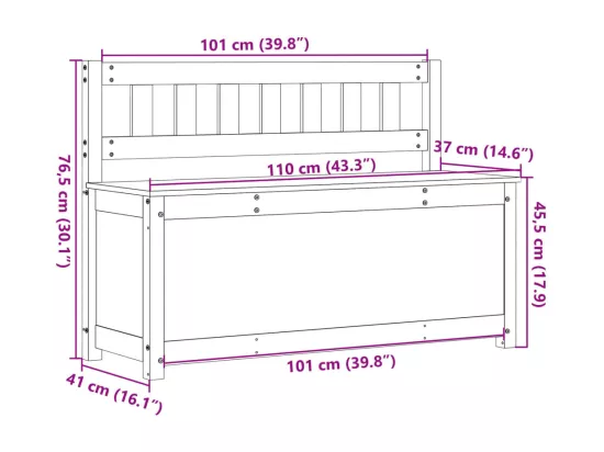 Banc Blanc 110x41x76,5 cm Bois de pin massif