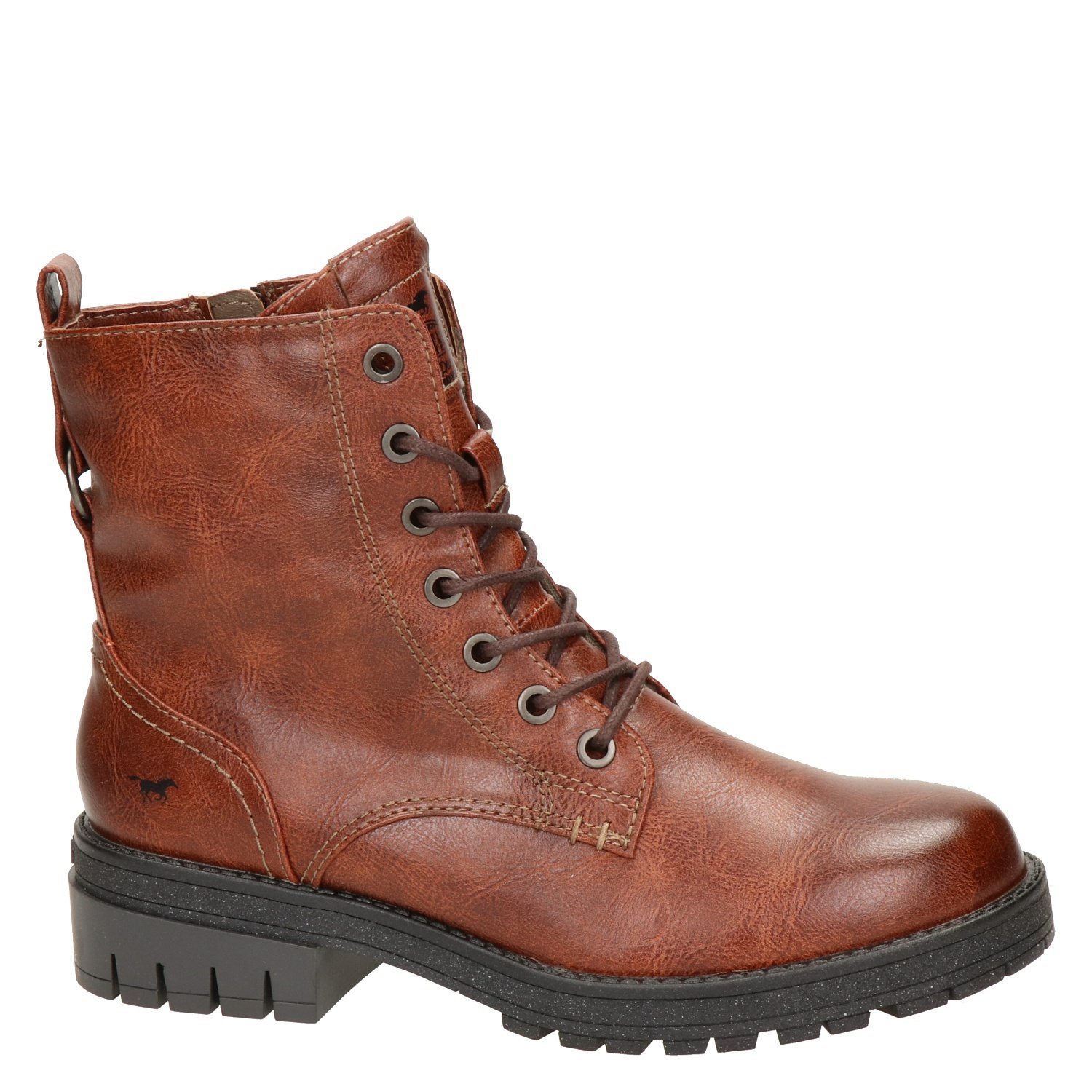 dames veterboot Mustang Cognac