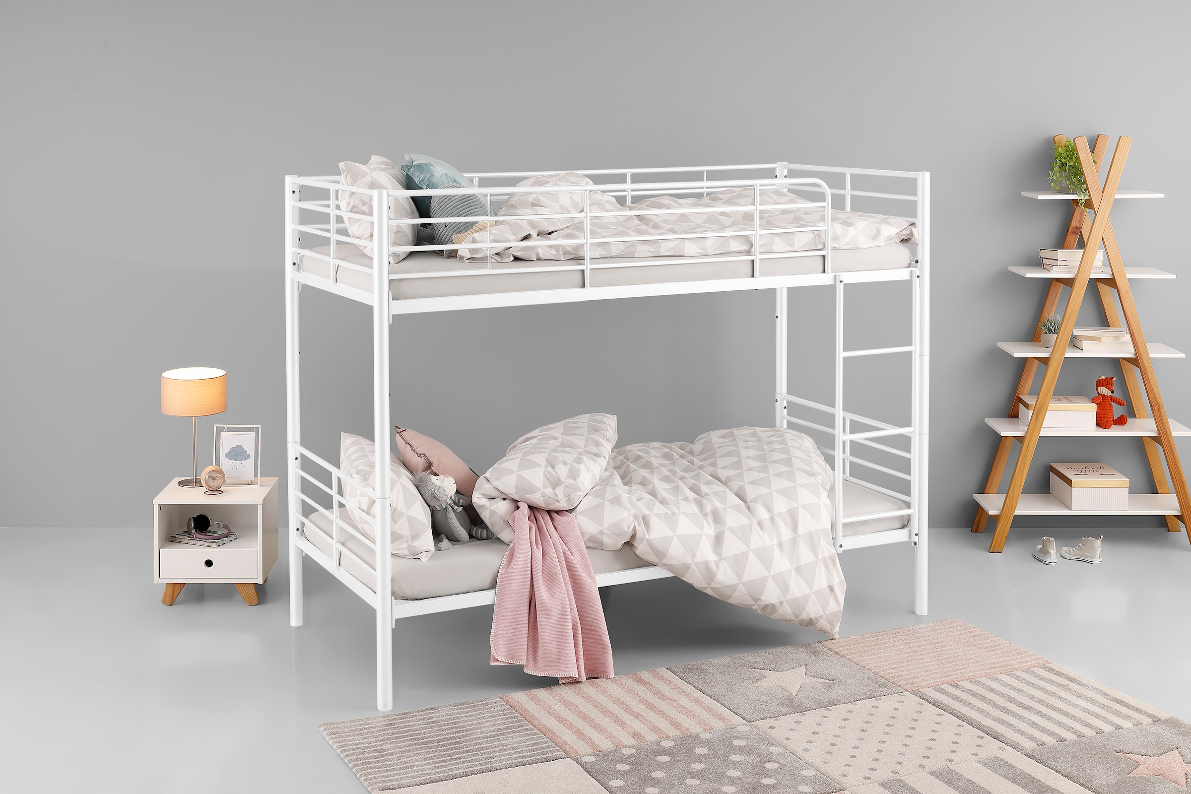 Home affaire Etagenbett »Hayo,  Metallbett, Stockbett« teilbar in 2 Einzelbetten,  perfekt für kleine Räume, mehrere Farben, (B/T/H) ca. 208/97/160 cm