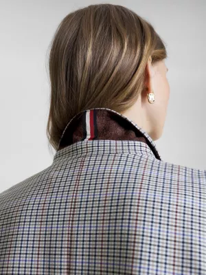Blazer xadrez de corte relaxado e abotoamento duplo