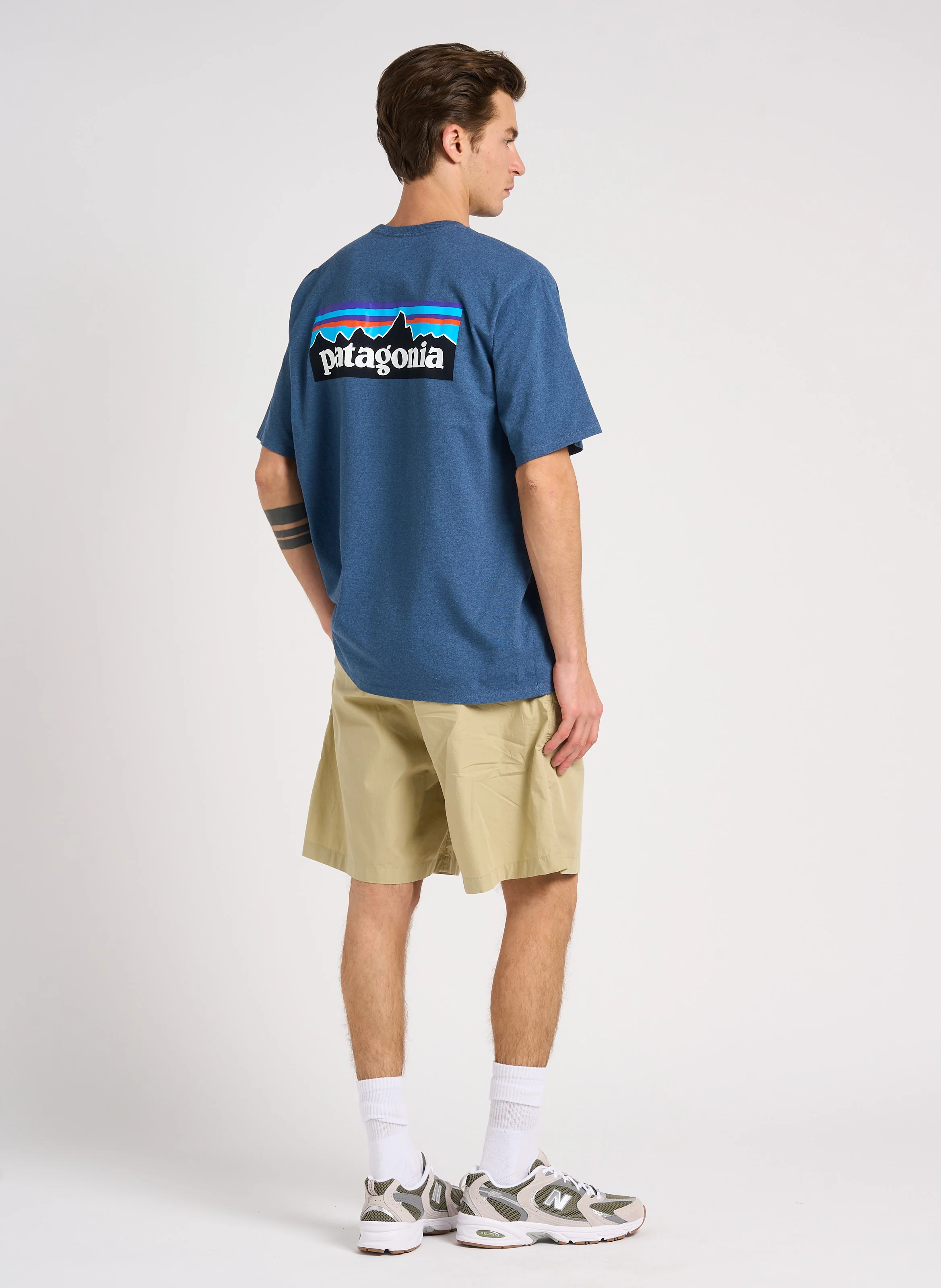 Tee-shirt col rond regular-fit sérigraphié en coton mélangé | Bleu